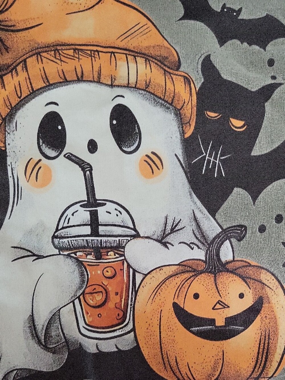 Comfort Colors Sage Green Ghost Pumpkin Graphic Tee - Picture 4 of 4